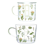 Maxbell Large Clear Printed Glass Cup Large Capacity for Tea Oats Hot Beverage 360ml