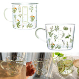 Maxbell Large Clear Printed Glass Cup Large Capacity for Tea Oats Hot Beverage 360ml