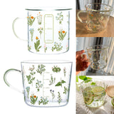 Maxbell Large Clear Printed Glass Cup Large Capacity for Tea Oats Hot Beverage 360ml