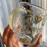 Maxbell Large Clear Printed Glass Cup Large Capacity for Tea Oats Hot Beverage 360ml