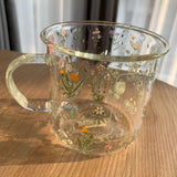 Maxbell Large Clear Printed Glass Cup Large Capacity for Tea Oats Hot Beverage 360ml