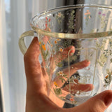 Maxbell Large Clear Printed Glass Cup Large Capacity for Tea Oats Hot Beverage 360ml
