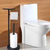Maxbell Free Standing Toilet Paper Tissue Dispenser with Shelf Storage for Washroom Black