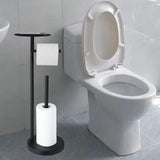 Maxbell Free Standing Toilet Paper Tissue Dispenser with Shelf Storage for Washroom Black