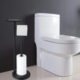Maxbell Free Standing Toilet Paper Tissue Dispenser with Shelf Storage for Washroom Black