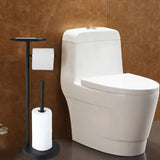 Maxbell Free Standing Toilet Paper Tissue Dispenser with Shelf Storage for Washroom Black
