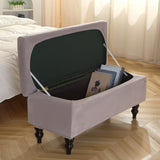 Maxbell Rectangle Ottoman Slipcover for Most Hinged Lid Storage Ottoman Bedroom Light Gray