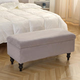 Maxbell Rectangle Ottoman Slipcover for Most Hinged Lid Storage Ottoman Bedroom Light Gray