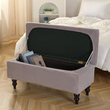 Maxbell Rectangle Ottoman Slipcover for Most Hinged Lid Storage Ottoman Bedroom Light Gray