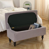 Maxbell Rectangle Ottoman Slipcover for Most Hinged Lid Storage Ottoman Bedroom Light Gray