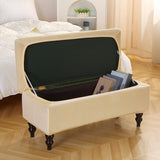 Maxbell Rectangle Ottoman Slipcover for Most Hinged Lid Storage Ottoman Bedroom Beige