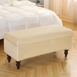 Maxbell Rectangle Ottoman Slipcover for Most Hinged Lid Storage Ottoman Bedroom Beige