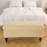 Maxbell Rectangle Ottoman Slipcover for Most Hinged Lid Storage Ottoman Bedroom Beige