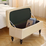 Maxbell Rectangle Ottoman Slipcover for Most Hinged Lid Storage Ottoman Bedroom Beige