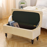 Maxbell Rectangle Ottoman Slipcover for Most Hinged Lid Storage Ottoman Bedroom Beige