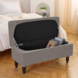 Maxbell Rectangle Ottoman Slipcover for Most Hinged Lid Storage Ottoman Bedroom Dark Gray