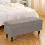 Maxbell Rectangle Ottoman Slipcover for Most Hinged Lid Storage Ottoman Bedroom Dark Gray