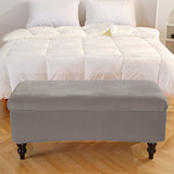 Maxbell Rectangle Ottoman Slipcover for Most Hinged Lid Storage Ottoman Bedroom Dark Gray