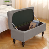 Maxbell Rectangle Ottoman Slipcover for Most Hinged Lid Storage Ottoman Bedroom Dark Gray
