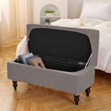 Maxbell Rectangle Ottoman Slipcover for Most Hinged Lid Storage Ottoman Bedroom Dark Gray