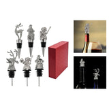 Maxbell 6Pcs Bottle Pourer Gift Durable Solid Creative Alloy for KTV Clubs Hotels Argent