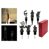 Maxbell 6Pcs Bottle Pourer Gift Durable Solid Creative Alloy for KTV Clubs Hotels Black