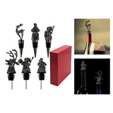 Maxbell 6Pcs Bottle Pourer Gift Durable Solid Creative Alloy for KTV Clubs Hotels Black