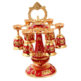 Maxbell Elegant Small Goblets Drinkware Set Retro for Ornament Housewarming Wedding Red