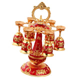 Maxbell Elegant Small Goblets Drinkware Set Retro for Ornament Housewarming Wedding Red