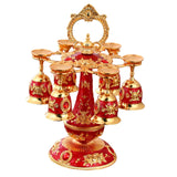 Maxbell Elegant Small Goblets Drinkware Set Retro for Ornament Housewarming Wedding Red