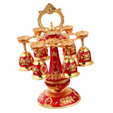 Maxbell Elegant Small Goblets Drinkware Set Retro for Ornament Housewarming Wedding Red