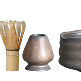 Maxbell Handmade Matcha Set Traditional Tea Ceremony for Tea House Kithen Restaurant Gray and Aureate