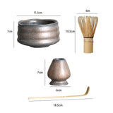 Maxbell Handmade Matcha Set Traditional Tea Ceremony for Tea House Kithen Restaurant Gray and Aureate