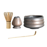 Maxbell Handmade Matcha Set Traditional Tea Ceremony for Tea House Kithen Restaurant Gray and Aureate