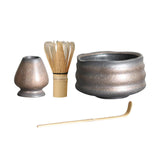 Maxbell Handmade Matcha Set Traditional Tea Ceremony for Tea House Kithen Restaurant Gray and Aureate