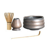 Maxbell Handmade Matcha Set Traditional Tea Ceremony for Tea House Kithen Restaurant Gray and Aureate