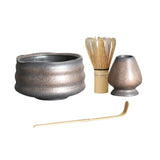 Maxbell Handmade Matcha Set Traditional Tea Ceremony for Tea House Kithen Restaurant Gray and Aureate