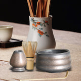 Maxbell Handmade Matcha Set Traditional Tea Ceremony for Tea House Kithen Restaurant Gray and Aureate