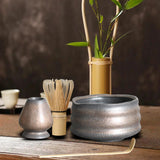 Maxbell Handmade Matcha Set Traditional Tea Ceremony for Tea House Kithen Restaurant Gray and Aureate