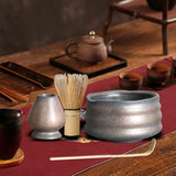 Maxbell Handmade Matcha Set Traditional Tea Ceremony for Tea House Kithen Restaurant Gray and Aureate