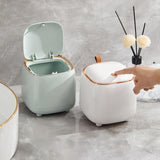 Maxbell Trash Can Wastebasket Small Press Type Lid for Coffee Table Office Bathroom White