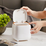 Maxbell Trash Can Wastebasket Small Press Type Lid for Coffee Table Office Bathroom White