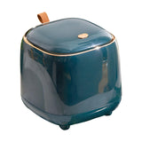 Maxbell Trash Can Wastebasket Small Press Type Lid for Coffee Table Office Bathroom Dark green