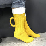 Maxbell Knit Socks Warm Practical Durable Yellow Funny with Handle for Winter Gift
