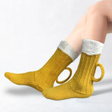 Maxbell Knit Socks Warm Practical Durable Yellow Funny with Handle for Winter Gift