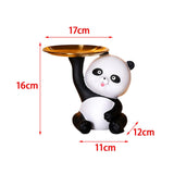 Maxbell Multipurpose Panda Sculpture Storage Tray Statue for Living Room Decor Black and White