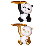 Maxbell Multipurpose Panda Sculpture Storage Tray Statue for Living Room Decor Black and White