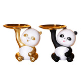 Maxbell Multipurpose Panda Sculpture Storage Tray Statue for Living Room Decor Black and White