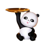 Maxbell Multipurpose Panda Sculpture Storage Tray Statue for Living Room Decor Black and White