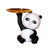 Maxbell Multipurpose Panda Sculpture Storage Tray Statue for Living Room Decor Black and White